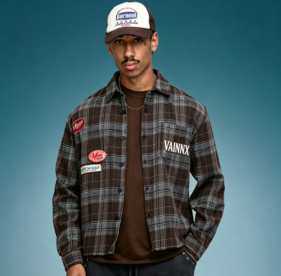 Custom 260 Gsm Cotton Plaid Shirt | Embroidery Patchwork Shirt | Men's Streetwear Shirt