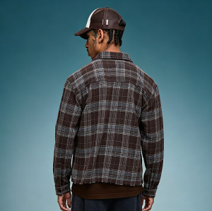 Custom 260 Gsm Cotton Plaid Shirt | Embroidery Patchwork Shirt | Men's Streetwear Shirt