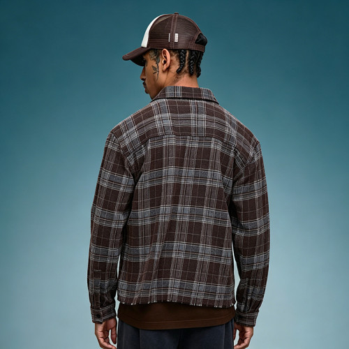 Custom 260 Gsm Cotton Plaid Shirt | Embroidery Patchwork Shirt | Men's Streetwear Shirt