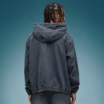 Custom Zip Up Denim Hoodie | Acid Wash Heavyweight Drawstring Hoodie | Streetwear Manufacturer