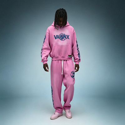 Custom DTG Print Logo Sweatsuit | Heavyweight Cotton Men's Sportswear Tracksuit | Acid Wash Hooded Sweatsuit