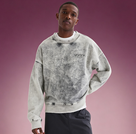 Custom Crewneck Sweatshirt | Acid Wash Drop Shoulder Heavyweight Hoodie | Streetwear Manufacturer