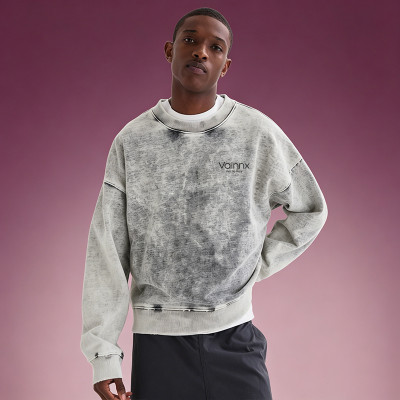 Custom Crewneck Sweatshirt | Acid Wash Drop Shoulder Heavyweight Hoodie | Streetwear Manufacturer