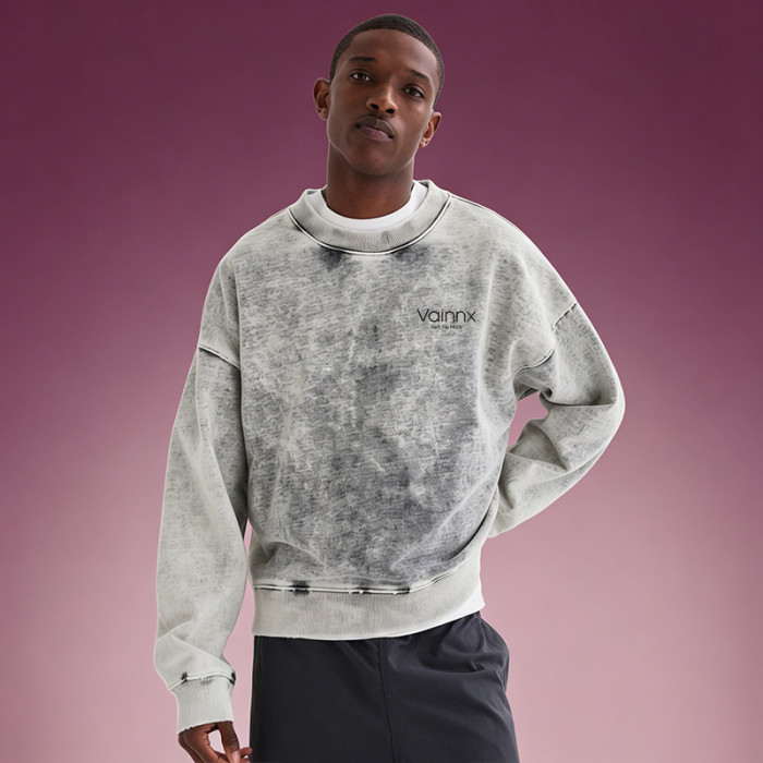 Custom Crewneck Sweatshirt | Acid Wash Drop Shoulder Heavyweight Hoodie | Streetwear Manufacturer