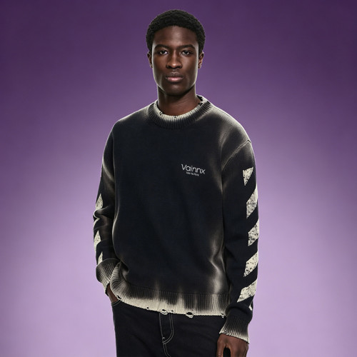 Custom Men's Distressed Knit Sweater | Digital Print Sweater | High Quality Sweater Manufacturer