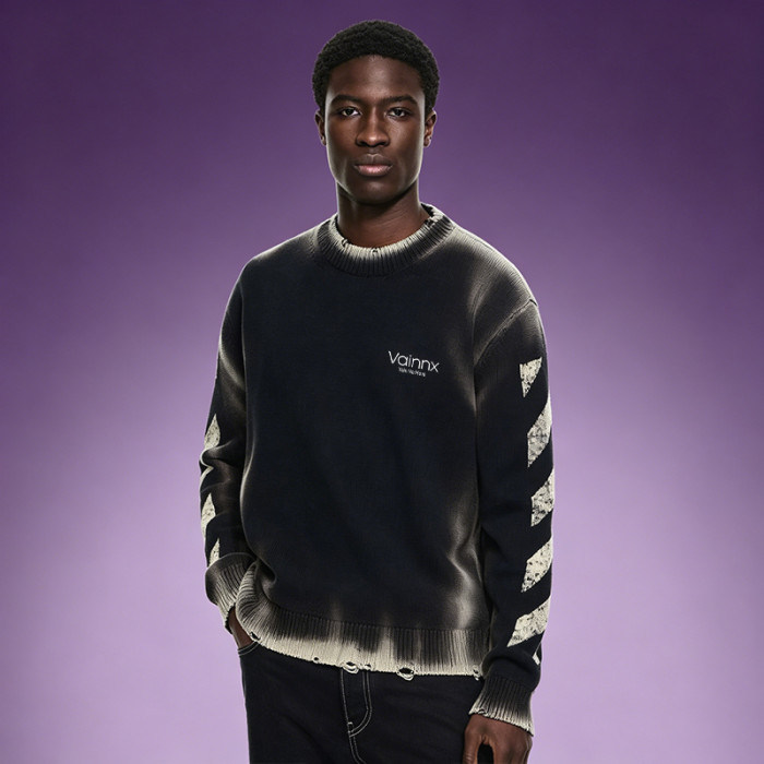 Custom Men's Distressed Knit Sweater | Digital Print Sweater | High Quality Sweater Manufacturer