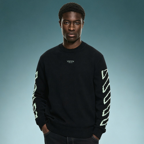 Custom Pullover Sweater | Men's Crew Neck Heavyweight Cotton Sweater | Jacquard Pattern Sweater