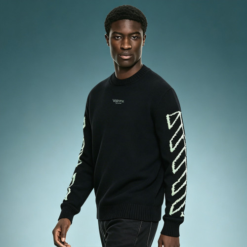 Custom Pullover Sweater | Men's Crew Neck Heavyweight Cotton Sweater | Jacquard Pattern Sweater