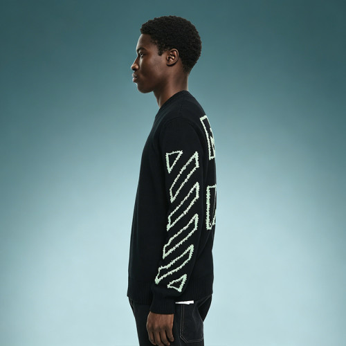 Custom Pullover Sweater | Men's Crew Neck Heavyweight Cotton Sweater | Jacquard Pattern Sweater