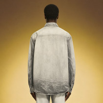 Custom Denim Oversize Shirt | Baggy Drop Shoulder Stone Wash Shirt | Long Sleeved Lapel Shirt
