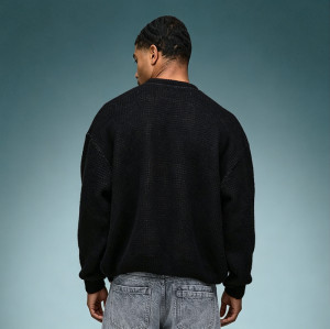 Custom Jacquard Knit Sweater | Men's Crew Neck Thick Cotton Sweater | Streetwear Apparel Manufacturer