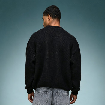 Custom Jacquard Knit Sweater | Men's Crew Neck Thick Cotton Sweater | Streetwear Apparel Manufacturer