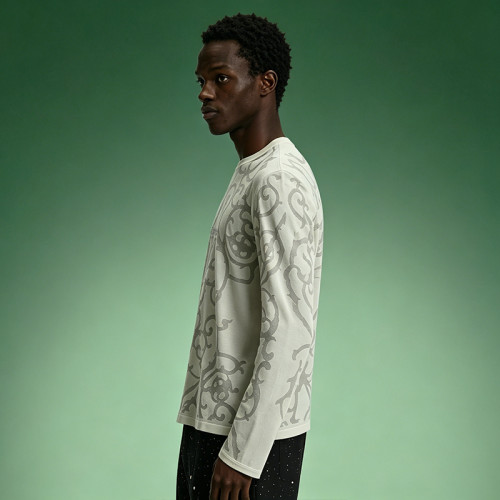 Custom Cotton Fabric Slim Fit T-shirt | DTG Print Long Sleeve T-shirt | Streetwear Apparel Manufacturer