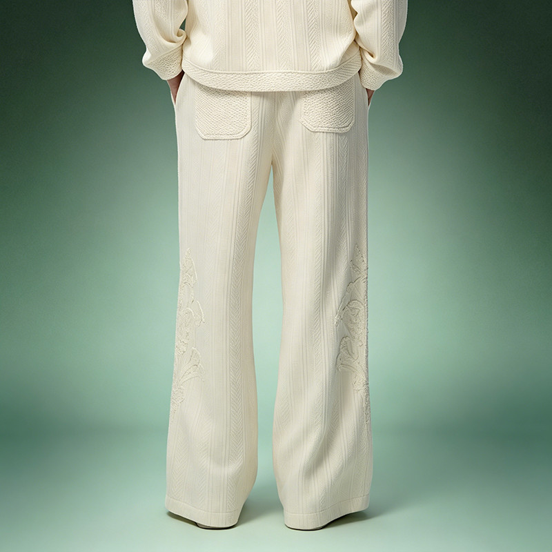 Botanical Embroidery Pants