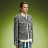 Vintage Wool Blend Tweed Jacket | Detachable Embroidered Cuffs Jacket | Streetwear Apparel Manufacturer