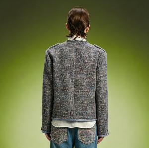 Vintage Wool Blend Tweed Jacket | Detachable Embroidered Cuffs Jacket | Streetwear Apparel Manufacturer