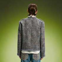 Vintage Wool Blend Tweed Jacket | Detachable Embroidered Cuffs Jacket | Streetwear Apparel Manufacturer