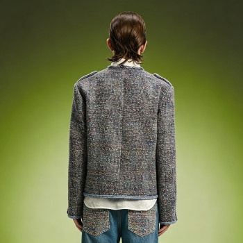 Vintage Wool Blend Tweed Jacket | Detachable Embroidered Cuffs Jacket | Streetwear Apparel Manufacturer