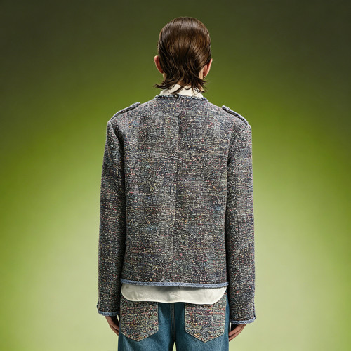Vintage Wool Blend Tweed Jacket | Detachable Embroidered Cuffs Jacket | Streetwear Apparel Manufacturer