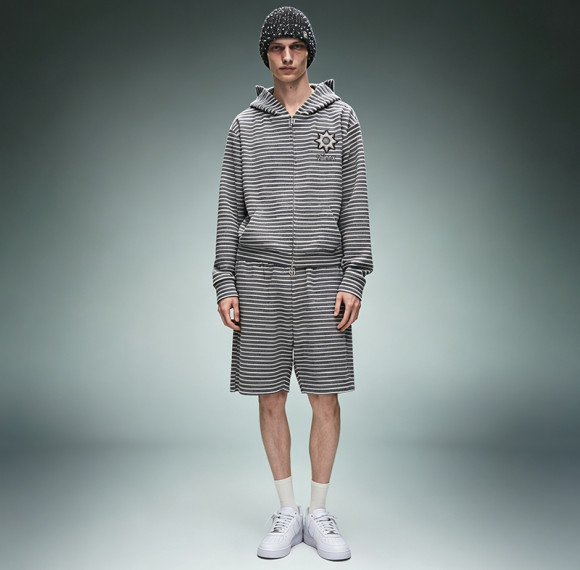 Custom Cotton Shorts Zip up Hoodie Tracksuit | Casual Striped Tracksuit | Streetwear Apparel Manufacturer