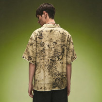 Custom Distressed Digital Print Shirt | Boxy Camp Collar Vintage Shirt | Streetwear Apparel Manufacturer