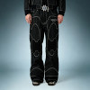 OEM Custom Wash Jeans | Black Wide Leg Raw Stripe Denim Pants | Streetwear Apparel Manufacturer