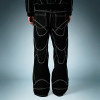 OEM Custom Wash Jeans | Black Wide Leg Raw Stripe Denim Pants | Streetwear Apparel Manufacturer