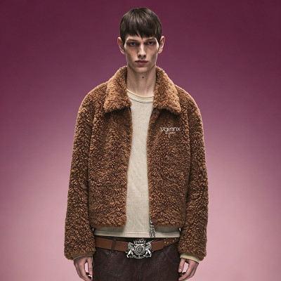 Brown Teddy Fleece Sherpa Jacket | Custom Full Zip Outerwear Jacket | Streetwear Apparel Manufacturer