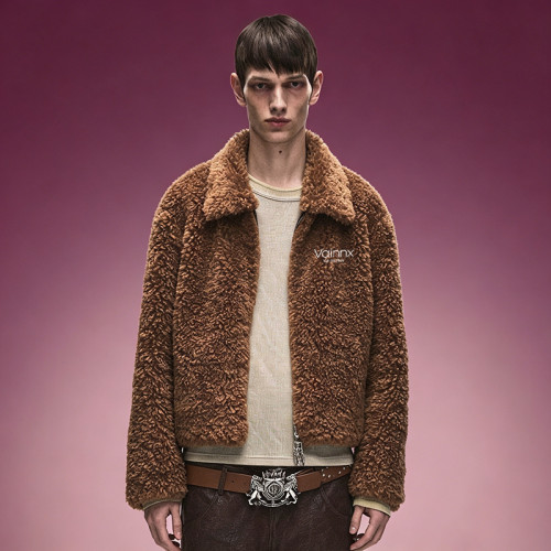Brown Teddy Fleece Sherpa Jacket | Custom Full Zip Outerwear Jacket | Streetwear Apparel Manufacturer