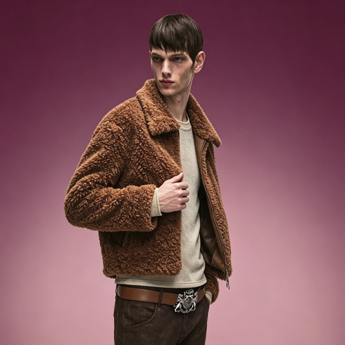 Brown Teddy Fleece Sherpa Jacket | Custom Full Zip Outerwear Jacket | Streetwear Apparel Manufacturer