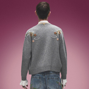 Custom Men's Casual Streetwear Sweater | Floral Embroidery Cardigan Sweater | V-Neck Knitwear