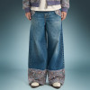 Custom Luxury Rhinestone Jeans | Vintage Washed Wide Leg Denim Jeans | Streetwear Apparel Manufacturer