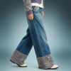 Custom Luxury Rhinestone Jeans | Vintage Washed Wide Leg Denim Jeans | Streetwear Apparel Manufacturer