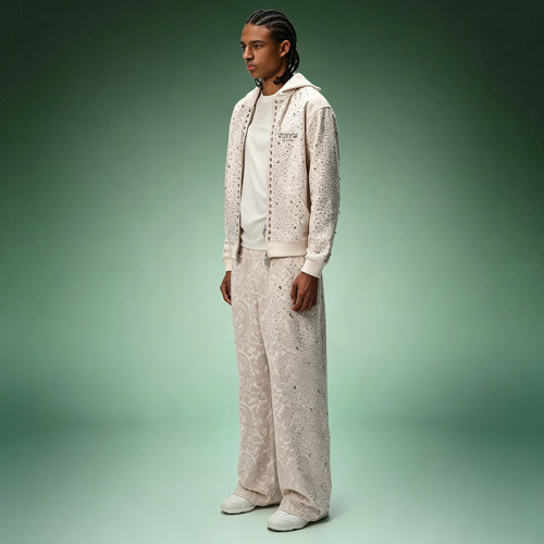 Custom Jacquard Rhinestone Tracksuit | Streetwear Zip Hoodie Baggy Pants Set | Luxury High Quality Sweatsuit