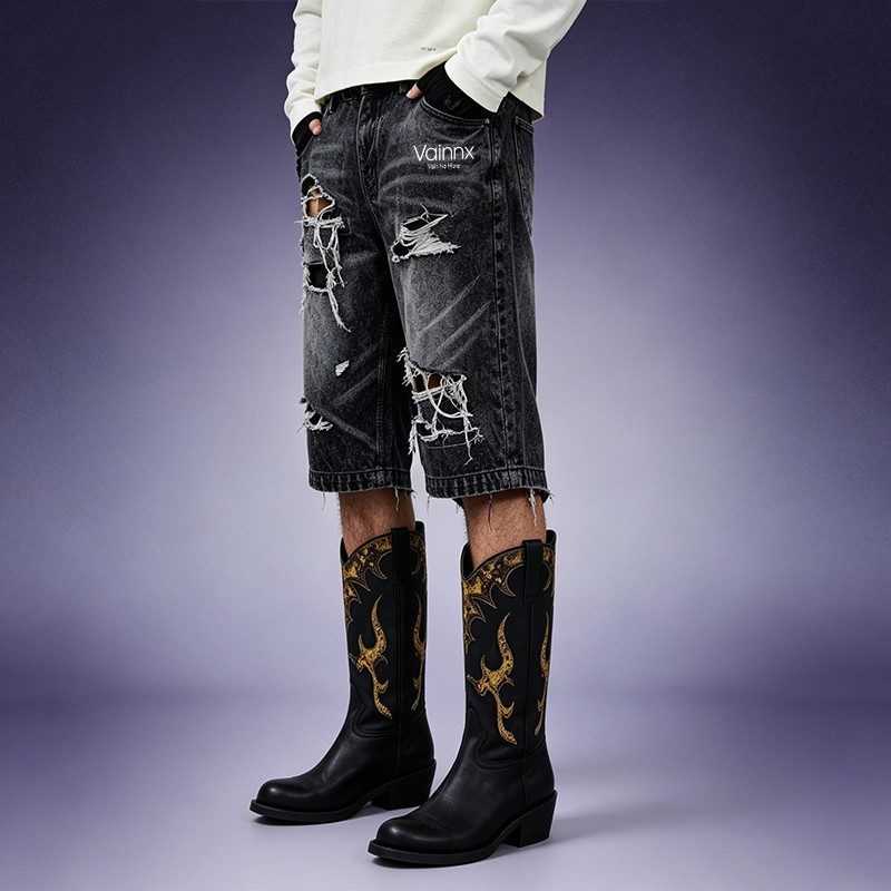Distressed Denim Shorts