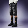 Custom Men's Denim Shorts | Washed Distressed Denim Shorts | Multi Layer Ripped Baggy Fit Shorts