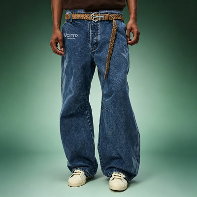 Custom Heavyweight 100% Cotton Denim Pants | Wide Leg Washed Baggy Jeans | High Quality Pants Manufacturer