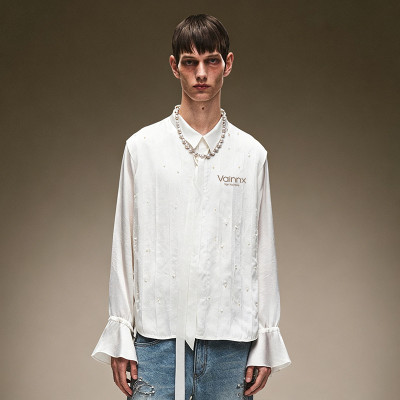 Custom Men's Luxury Shirt | Men's Streetwear Elegant Satin Shirt | Long Sleeves Flared Cuff Shirt