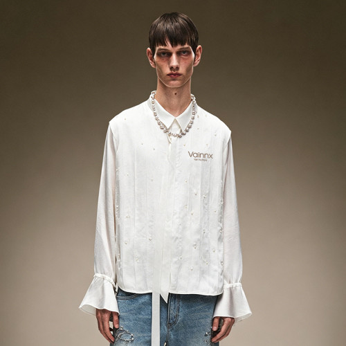 Custom Men's Luxury Shirt | Men's Streetwear Elegant Satin Shirt | Long Sleeves Flared Cuff Shirt