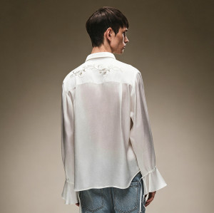 Custom Men's Luxury Shirt | Men's Streetwear Elegant Satin Shirt | Long Sleeves Flared Cuff Shirt