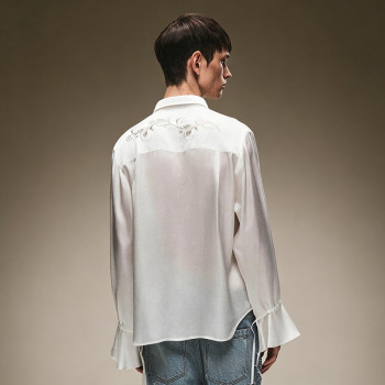 Custom Men's Luxury Shirt | Men's Streetwear Elegant Satin Shirt | Long Sleeves Flared Cuff Shirt