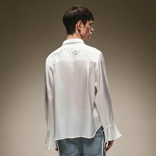 Custom Men's Luxury Shirt | Men's Streetwear Elegant Satin Shirt | Long Sleeves Flared Cuff Shirt