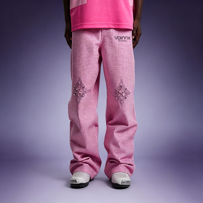 Custom All-Over Rhinestone Sweatpants | Crystal Embellished Wide Leg Pants | Streetwear Apparel Manufacturer