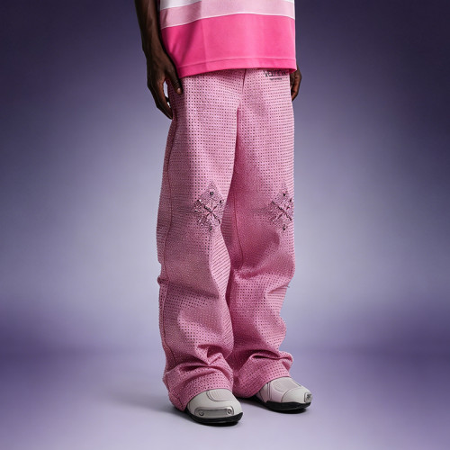 Custom All-Over Rhinestone Sweatpants | Crystal Embellished Wide Leg Pants | Streetwear Apparel Manufacturer