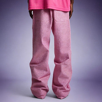 Custom All-Over Rhinestone Sweatpants | Crystal Embellished Wide Leg Pants | Streetwear Apparel Manufacturer