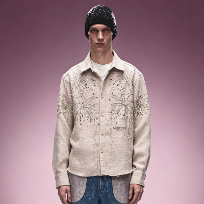 Custom Embroidered Button-Up Shirt | Drop Shoulder Oversize Shirt | Streetwear Apparel Manufacturer
