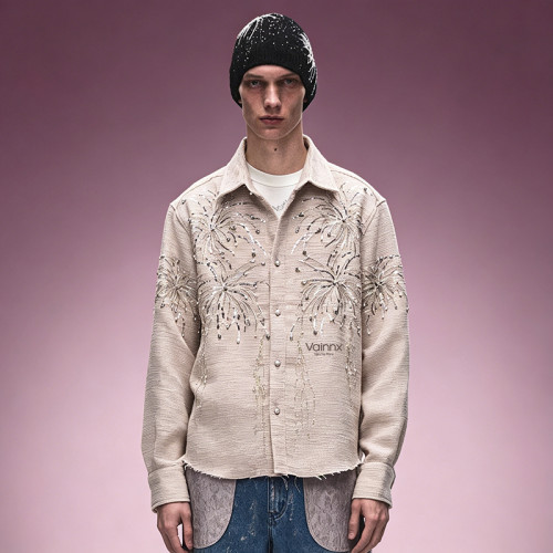 Custom Embroidered Button-Up Shirt | Drop Shoulder Oversize Shirt | Streetwear Apparel Manufacturer