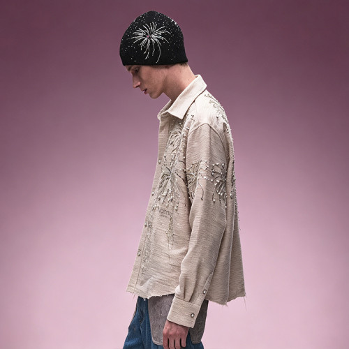 Custom Embroidered Button-Up Shirt | Drop Shoulder Oversize Shirt | Streetwear Apparel Manufacturer