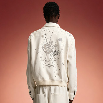 Custom Men's Jacket | Heavyweight Fleece Zip Up Track Jacket | Rhinestone Streetwear Jacket