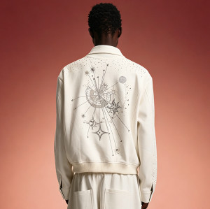 Custom Men's Jacket | Heavyweight Fleece Zip Up Track Jacket | Rhinestone Streetwear Jacket